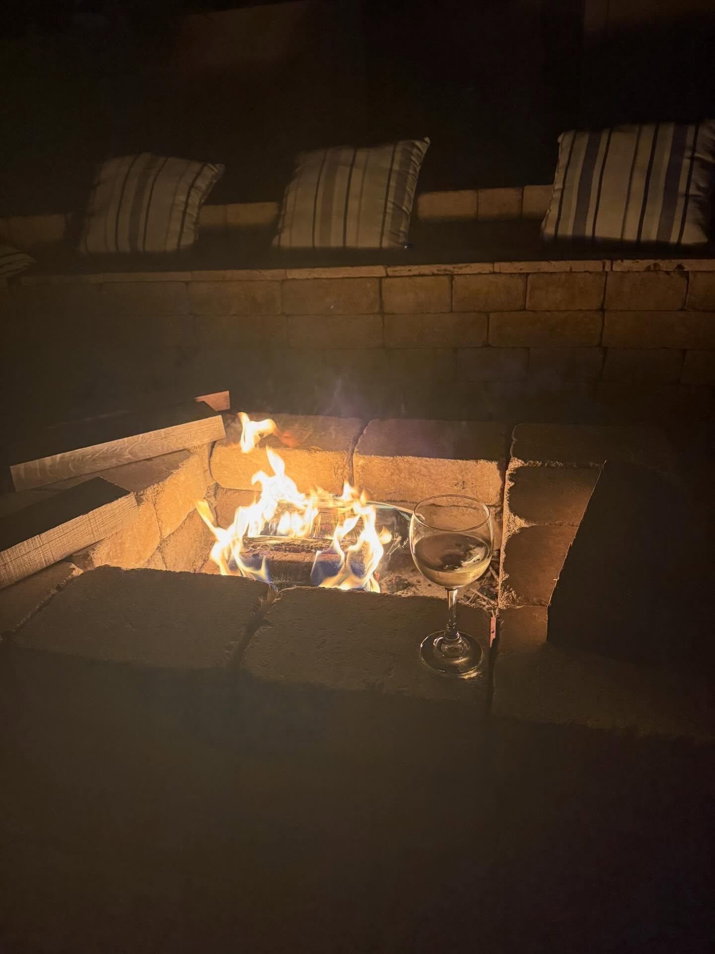 An evening bonfire with wine!
