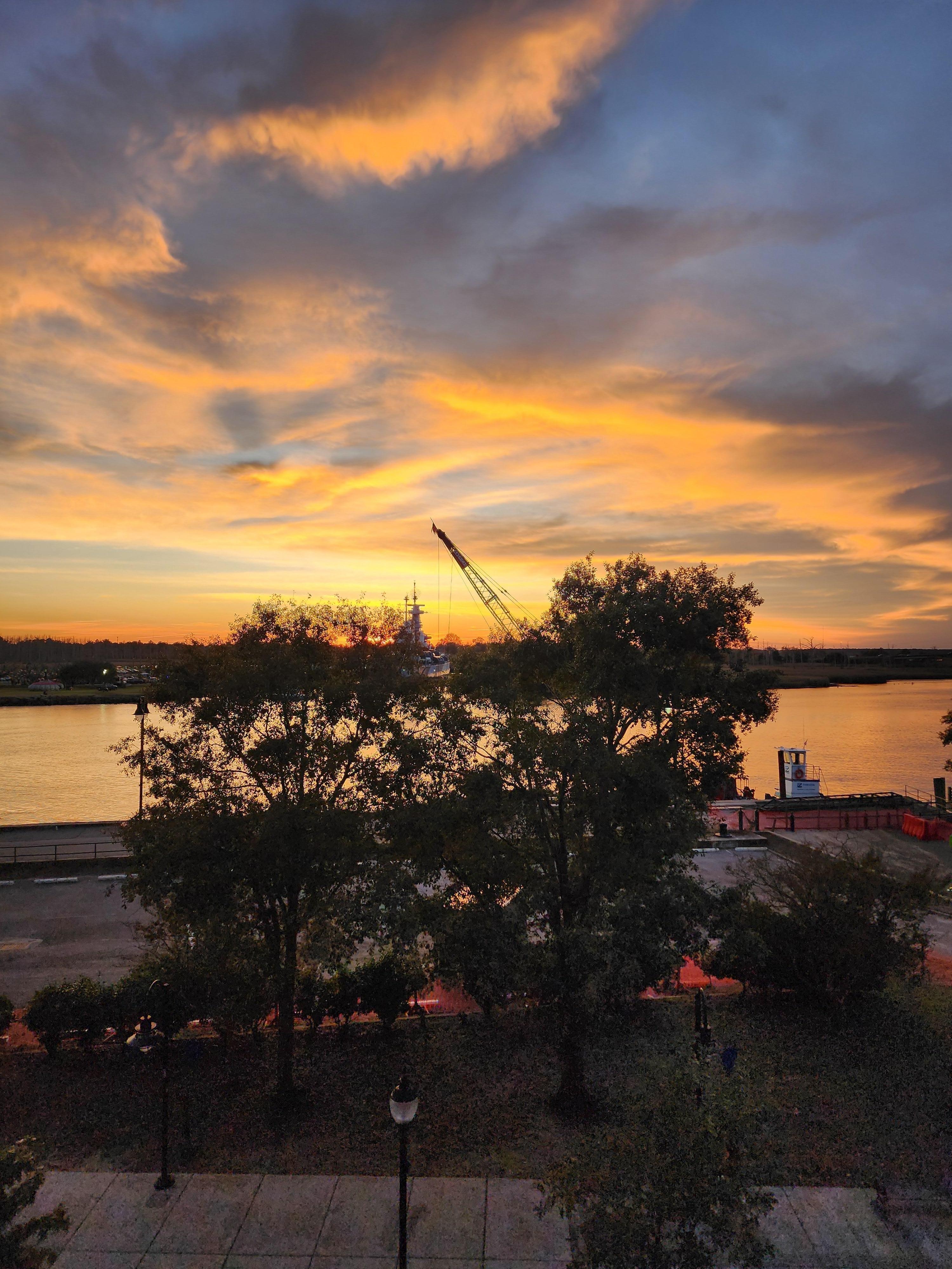 view across the Cape Fear River toward the Battleship