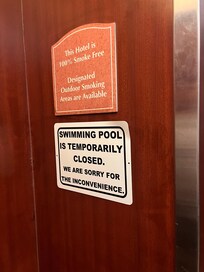 The pool had been shut down by the health inspector. No sign of construction to fix it.