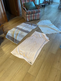 Towels to soak up water from roof. Water from AC unit.
