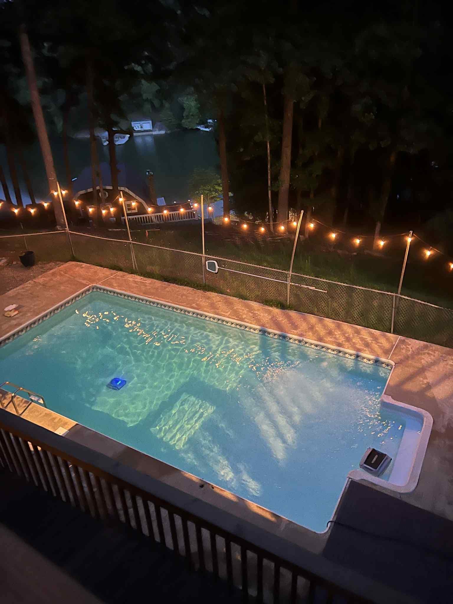 The pool is lovely all lit up at night. 