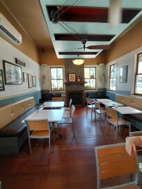 Inside ice cream shop.