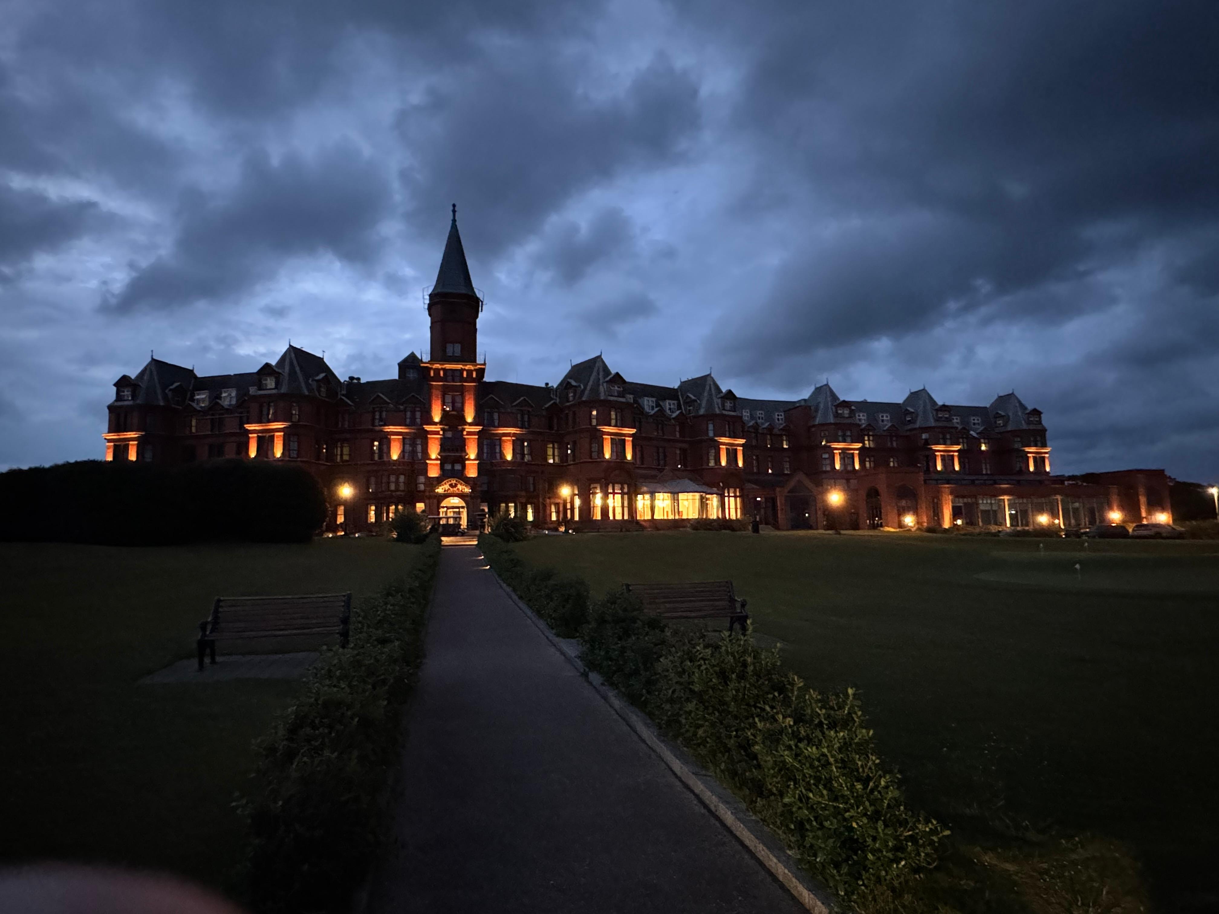 Nighttime view from the main drive