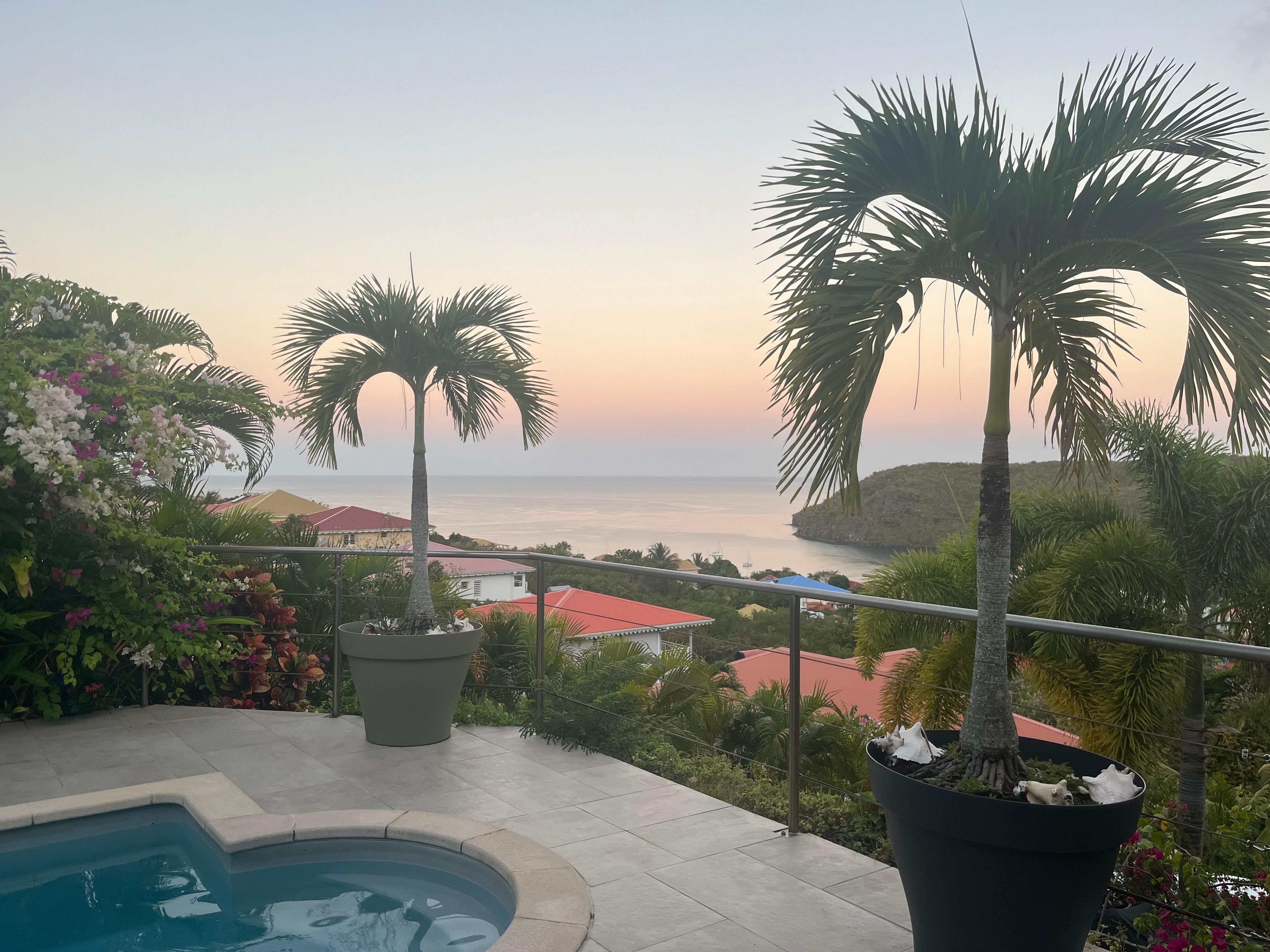 Levé du soleil de la terrasse 