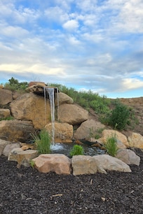 waterfall in the backyard area