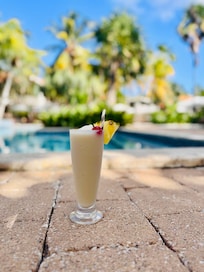Delicious poolside tropical drinks.