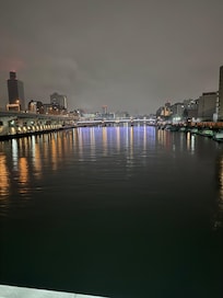Sumida river, the hotel is right on it.