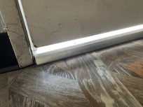 Giant gaps between floor and door. Bugs, rodents, air, dust can easily come through