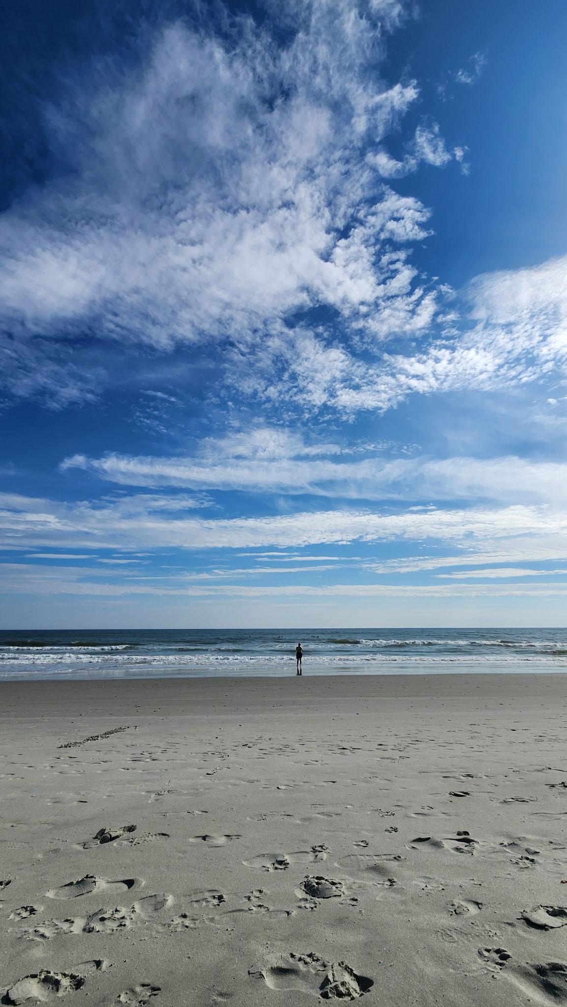 The beach right across the street from the condo- beautiful, clean, and empty in November!