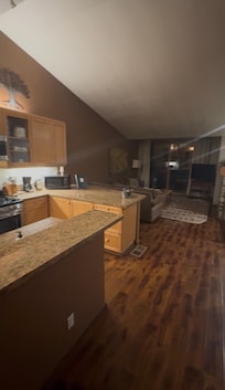 Very spacious open kitchen with living room.