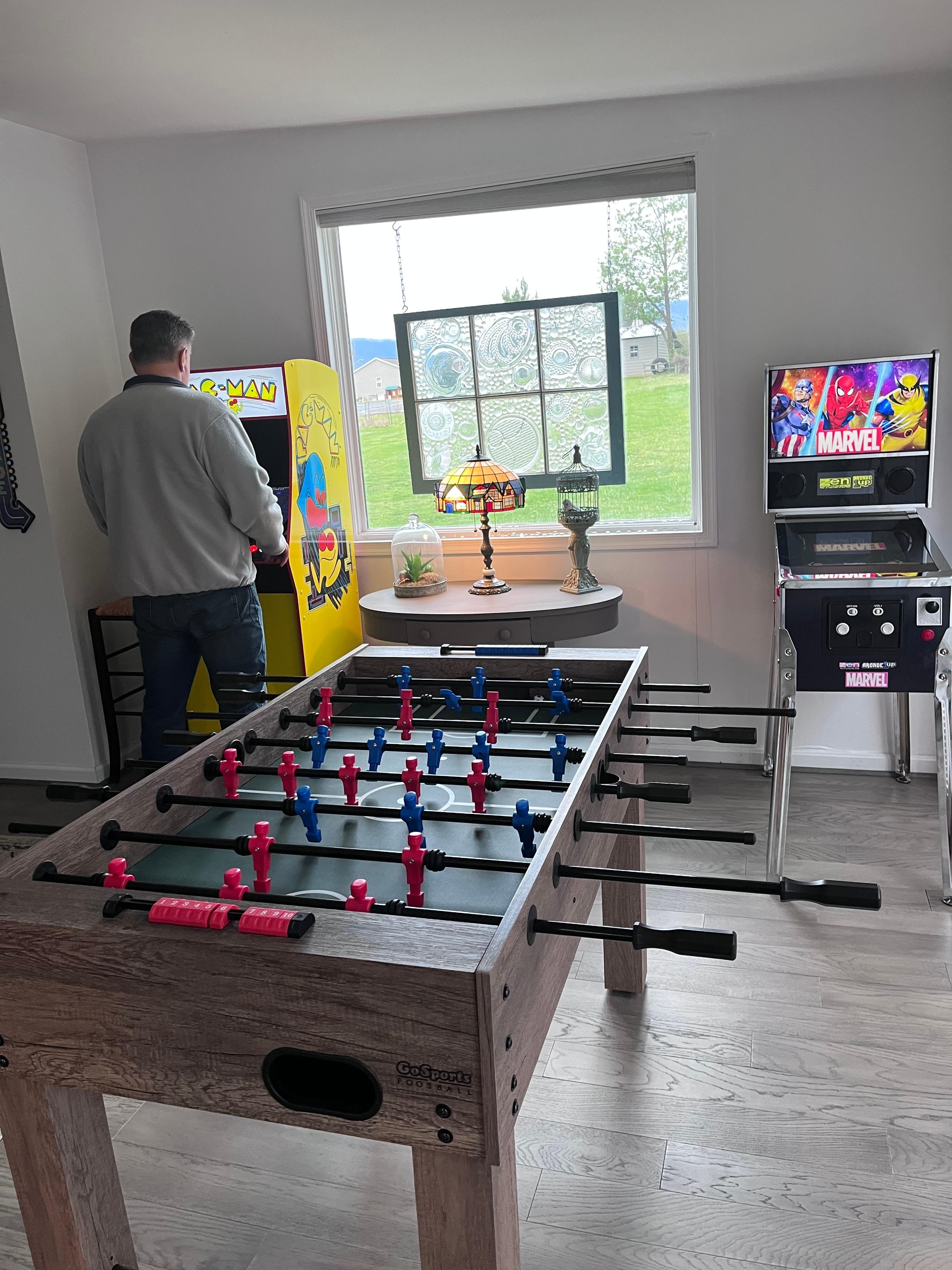 Husband attempting to get the high score!