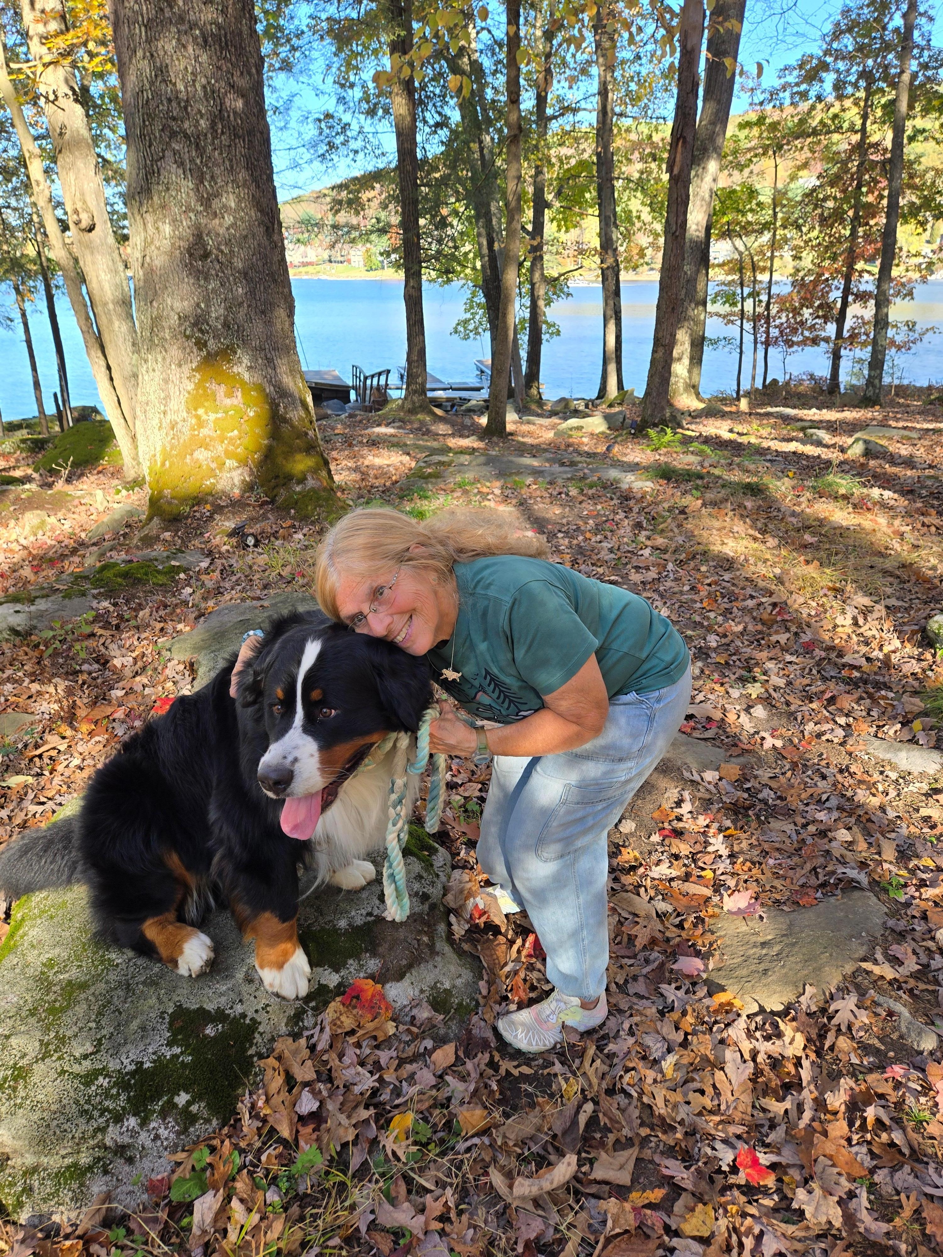 Sparkling lake in the background 