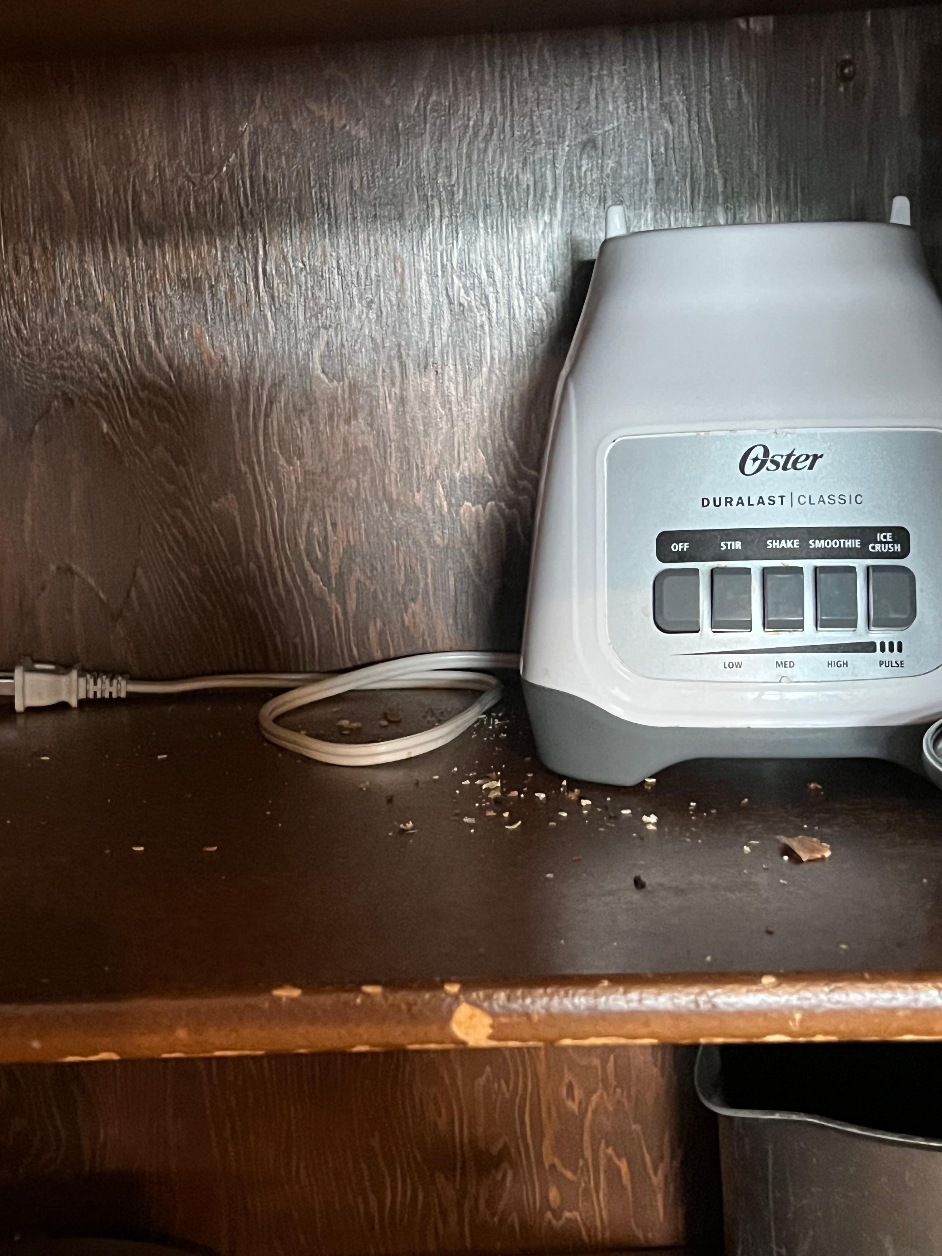 Crumbs in cupboard