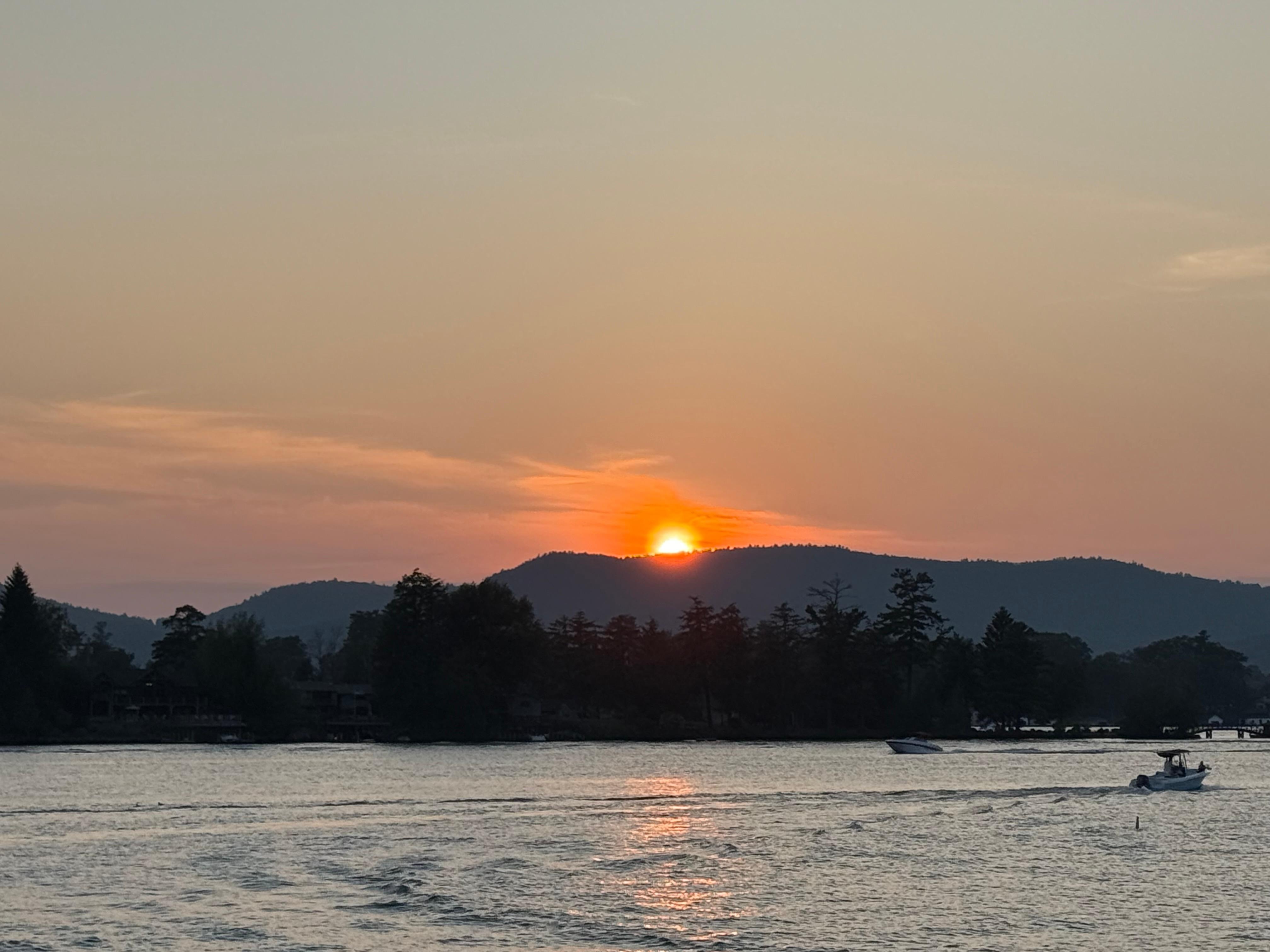Sunset from boathouse deck