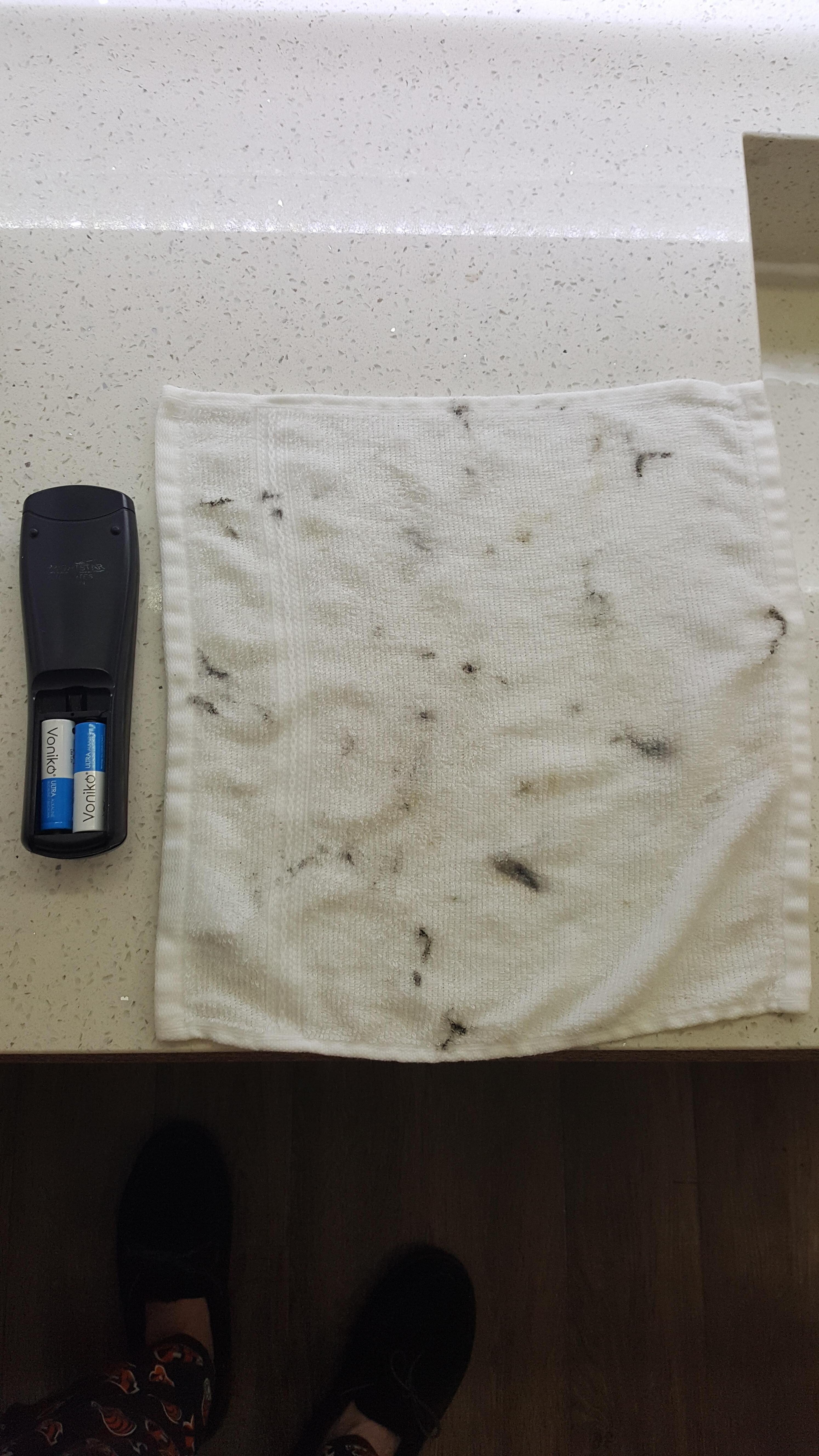 This is the washcloth I used to clean the remote
