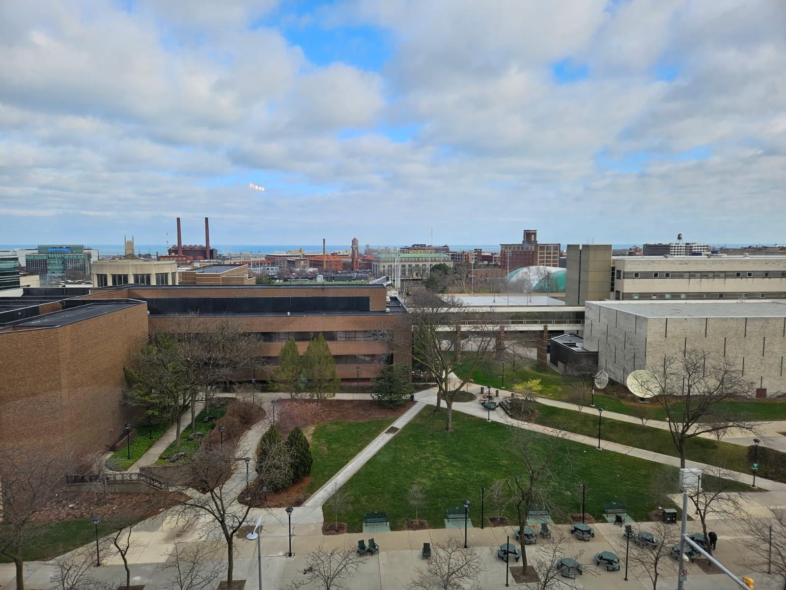 View from living room. Lake in the distance.