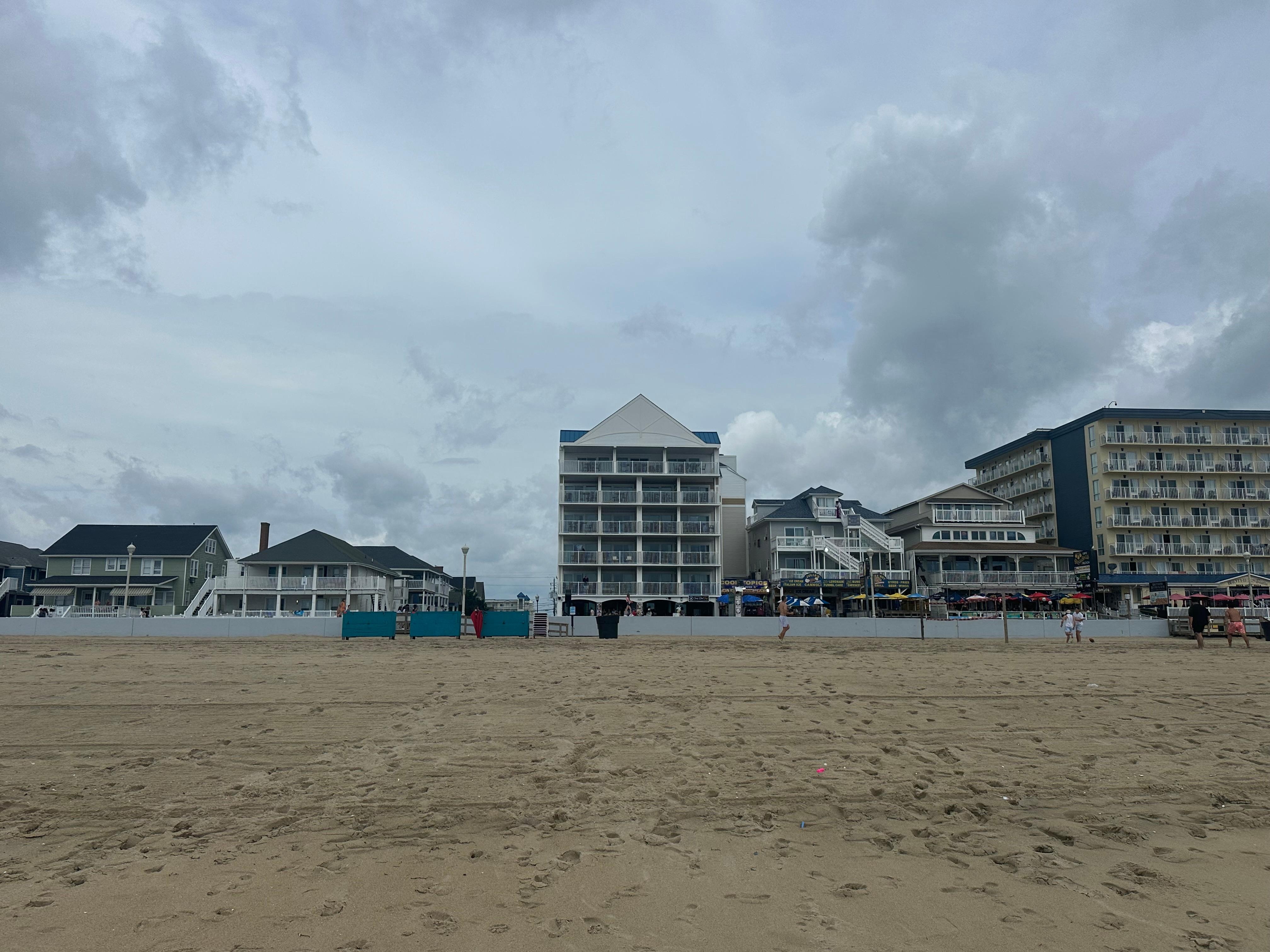 View of hotel from the beach.