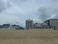 View of hotel from the beach.