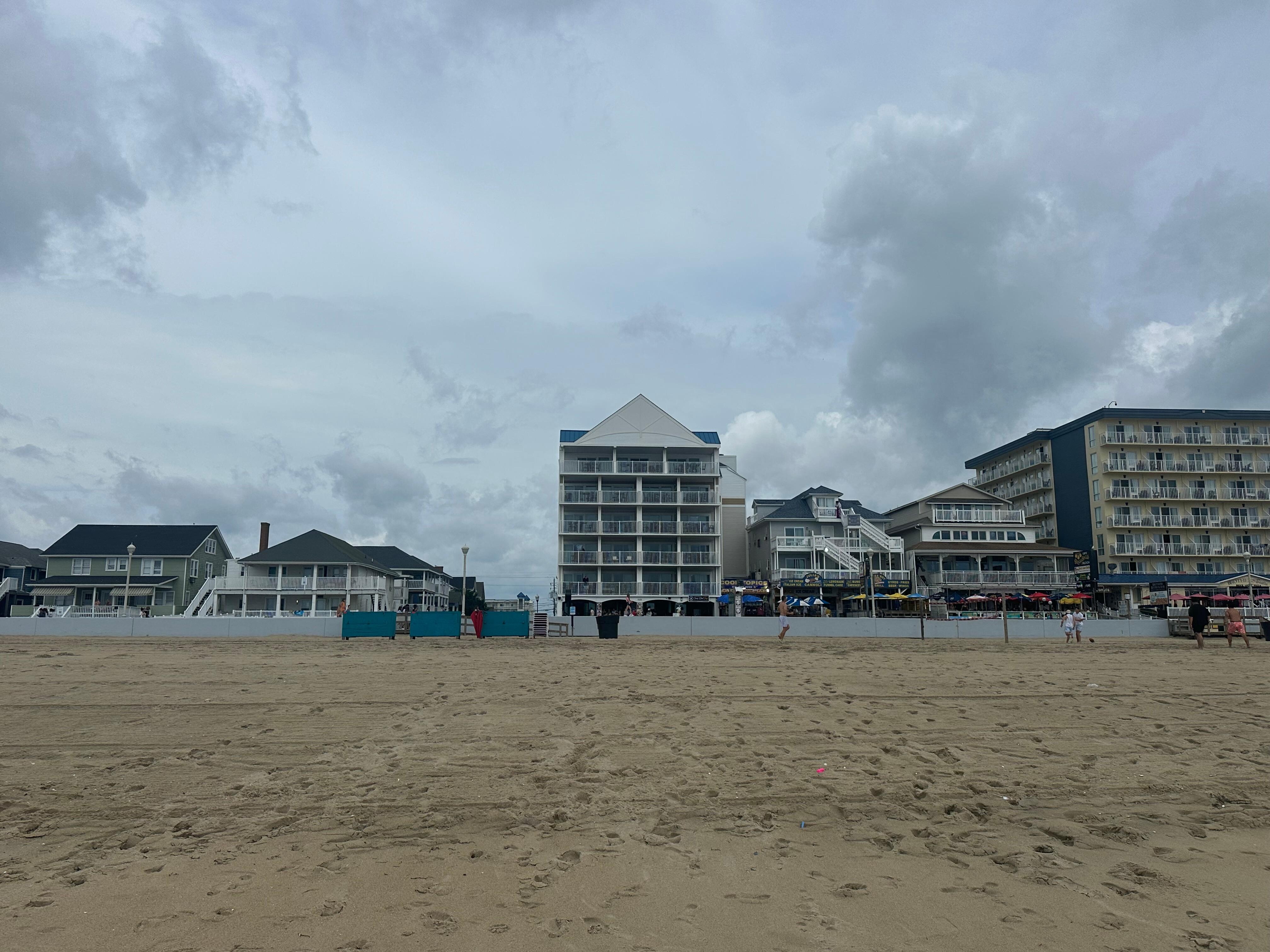 View of hotel from the beach.