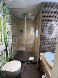 Bathroom was small, but the shower was an excellent size