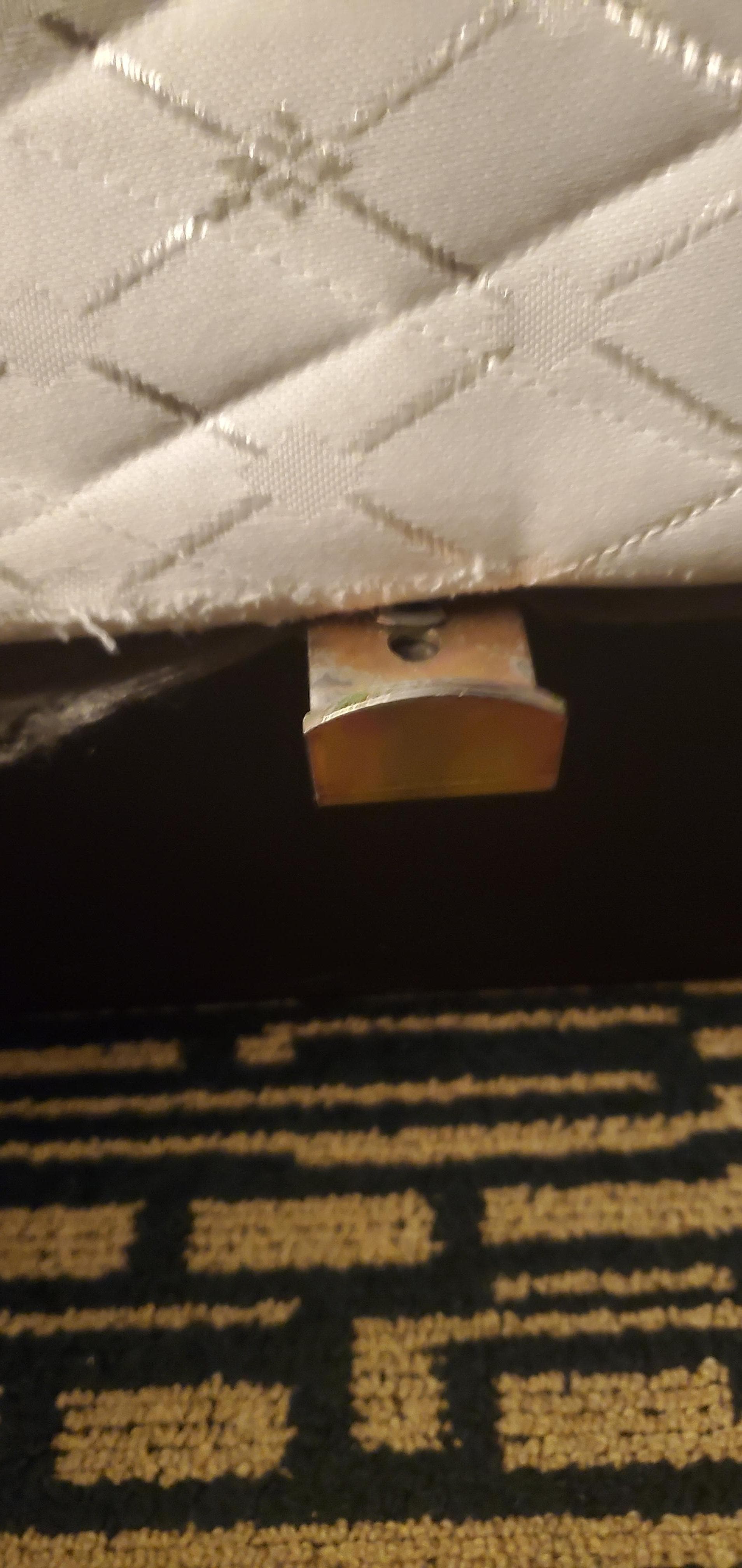 This piece of metal was sticking out from underneath the box spring of the bed. I did'nt notice it until I hit the back of my leg on it very hard getting out of bed this morning. My leg was swollen and throbbing throughout most of the day. 