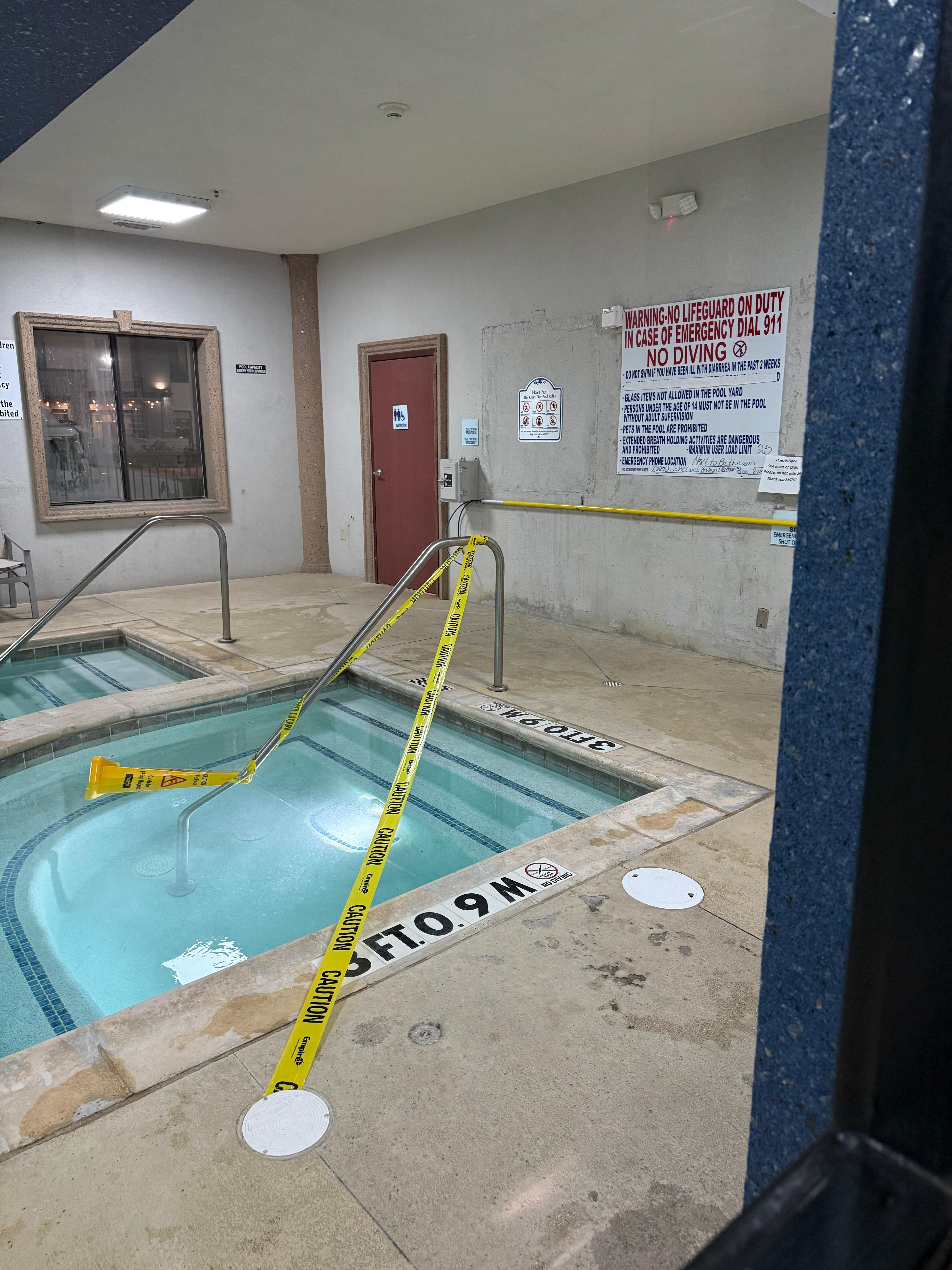 Hot tub not working and the area not looking desirable to be in