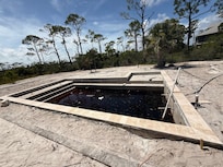 Pool -under construction no safety barriers around construction