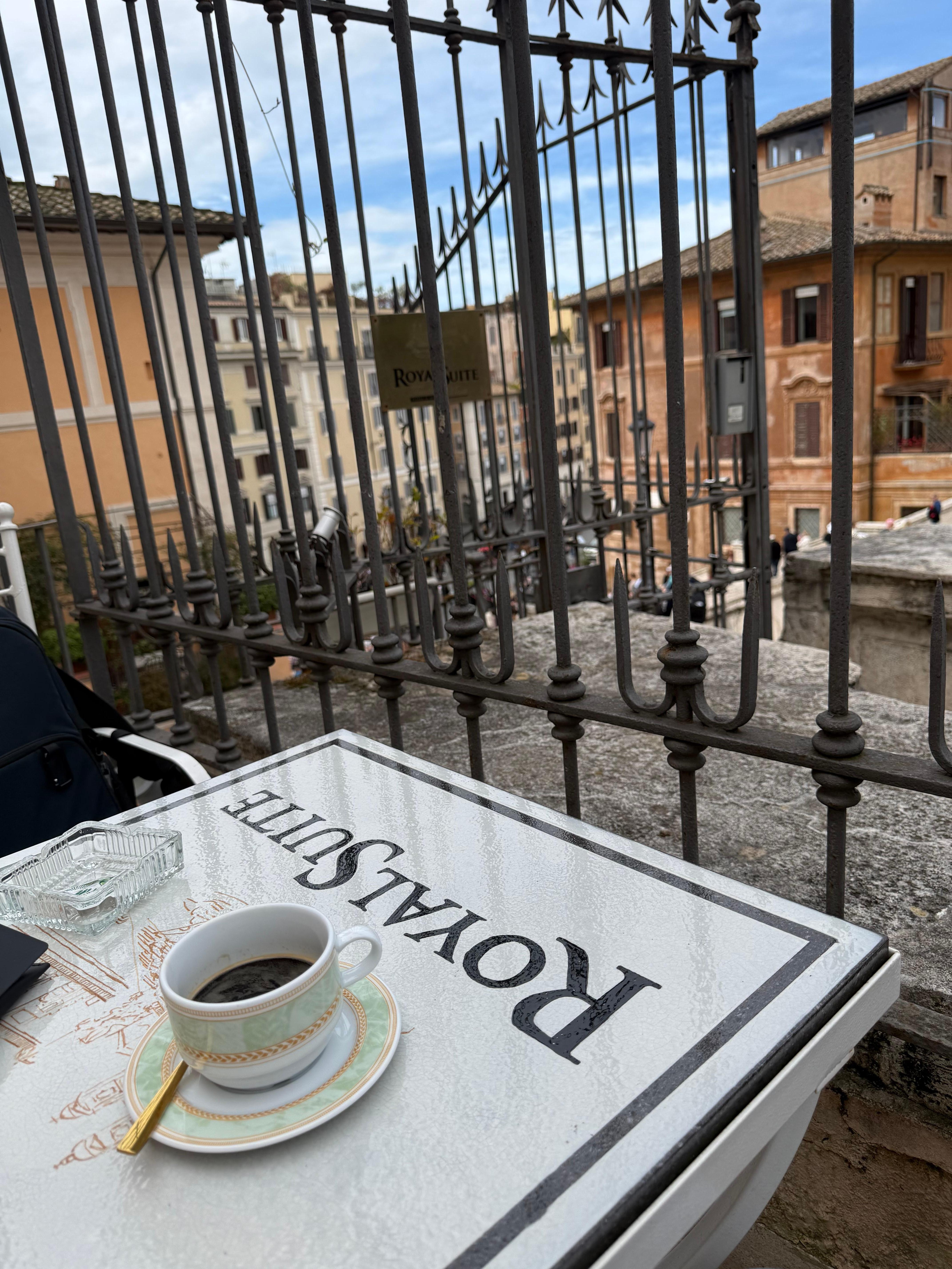 Having coffee by the Spanish steps amazing 