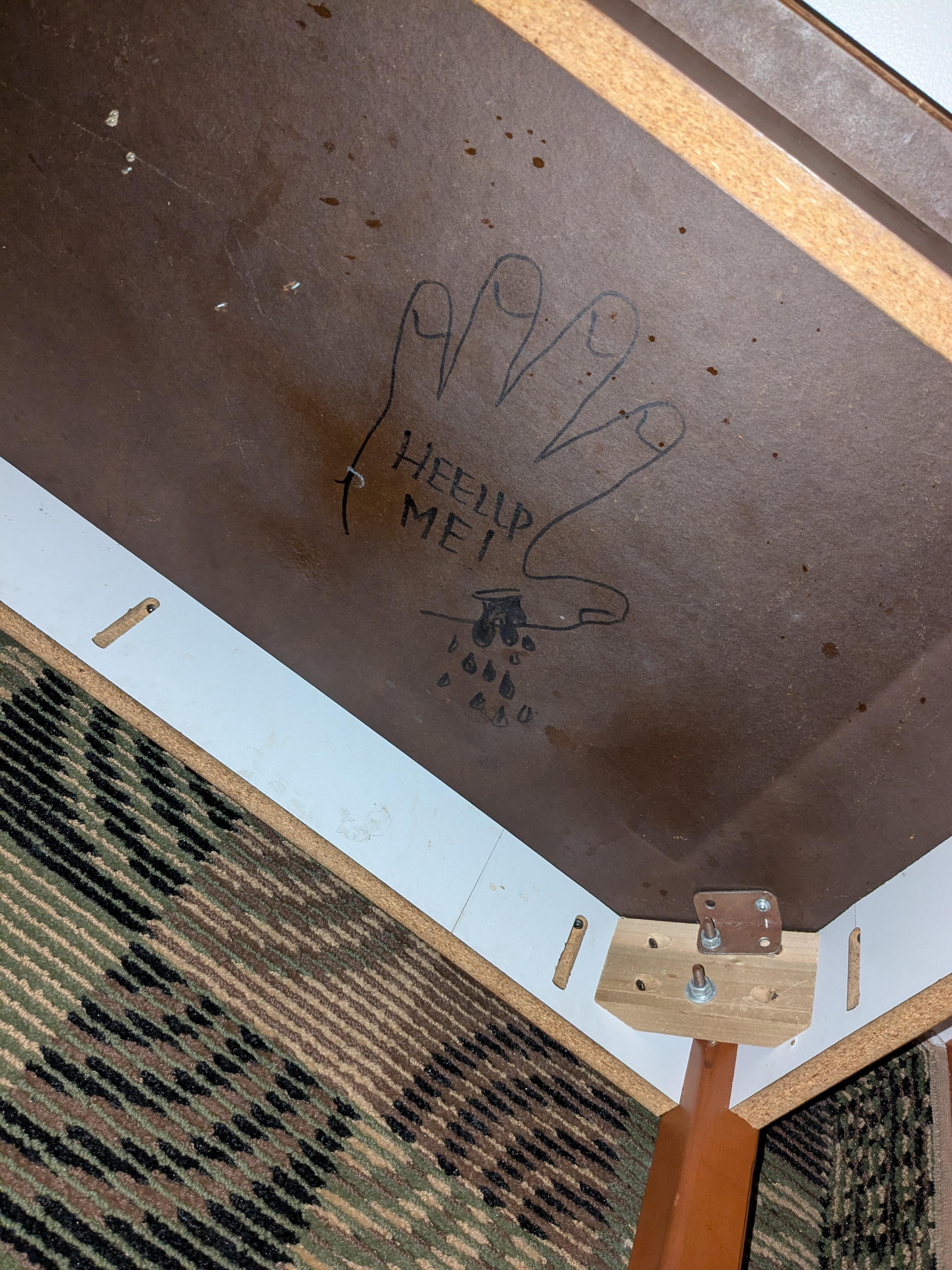 Graffiti under table