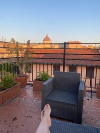Morning view from the rooftop terrace
