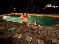 Watching football from the pool