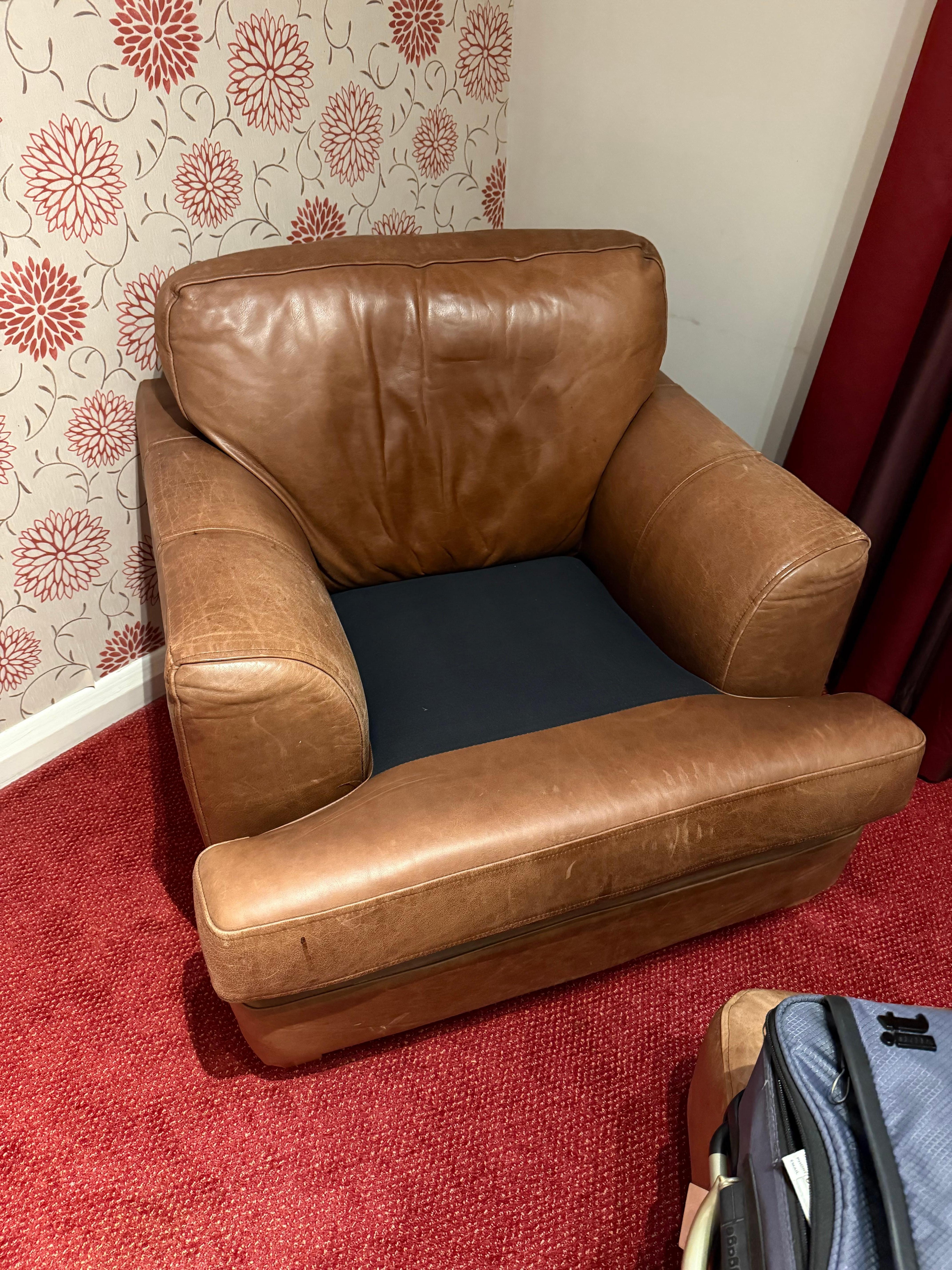 Cushion fitted upside down to cover up how dirty and disgusting the front cover was 