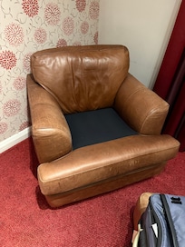 Cushion fitted upside down to cover up how dirty and disgusting the front cover was