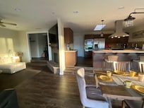 Nice open layout living room, dining room and kit kitchen.