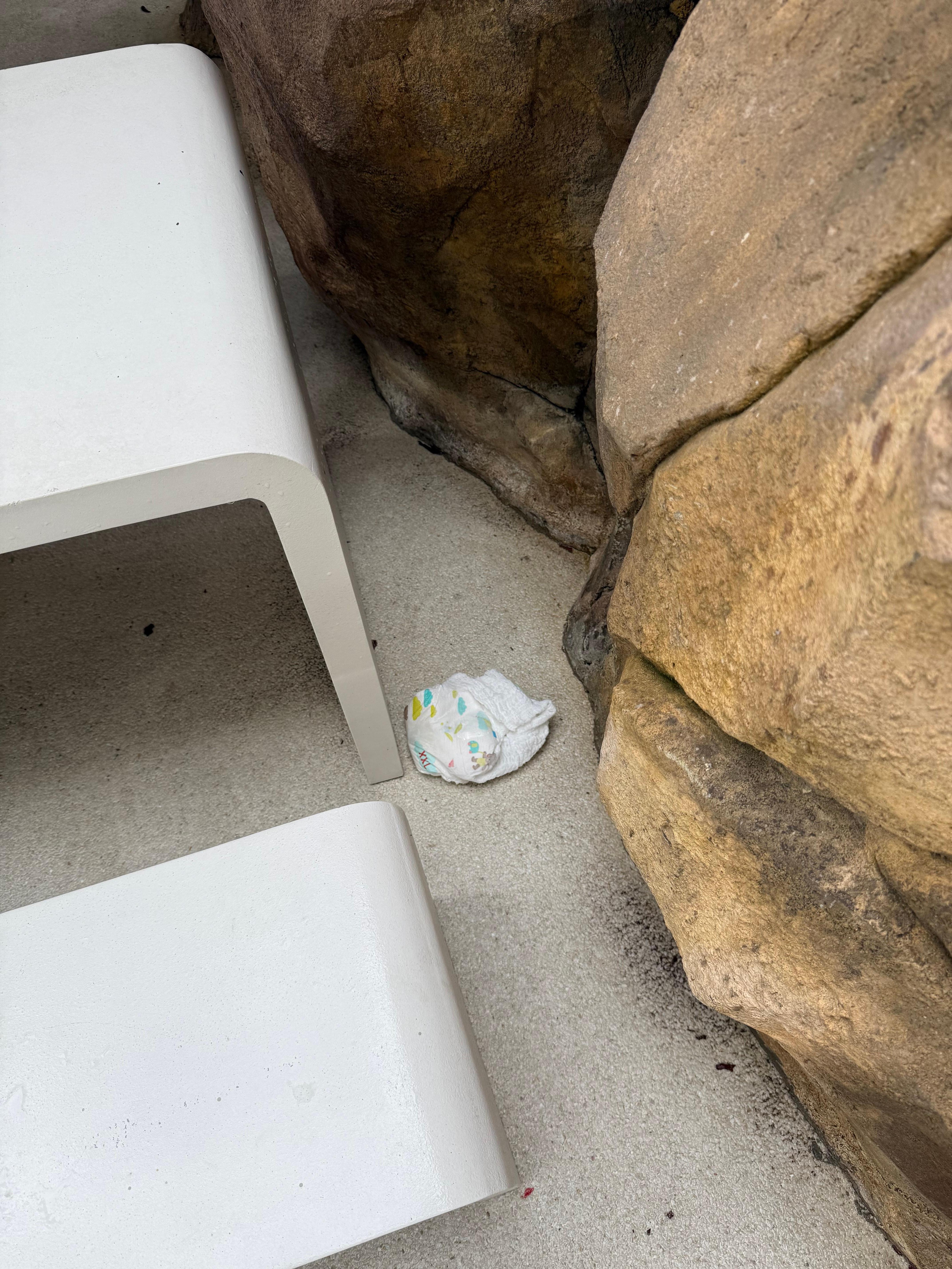 Dirty nappies around the pool