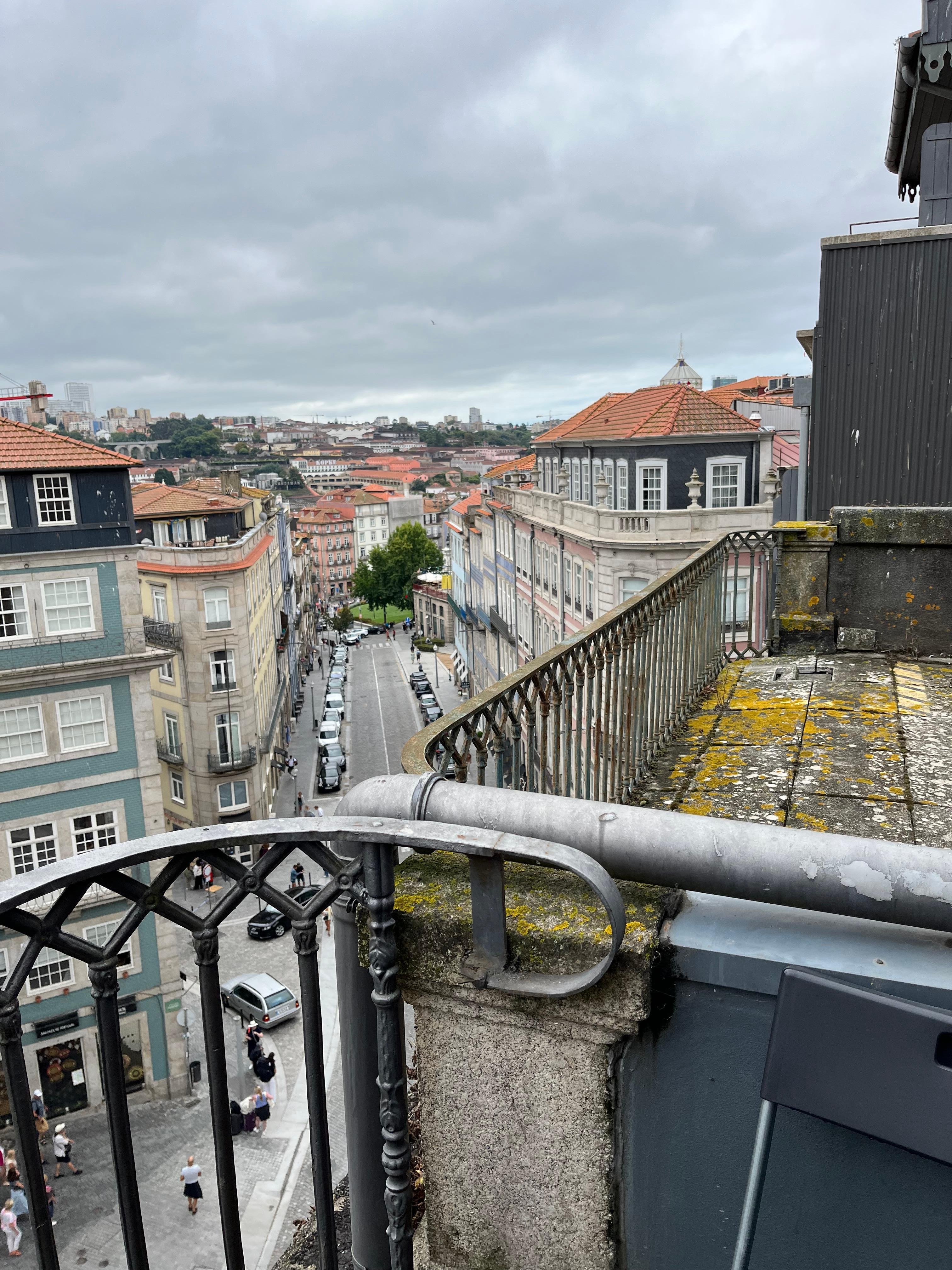 Looking out over the balcony
