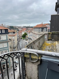 Looking out over the balcony