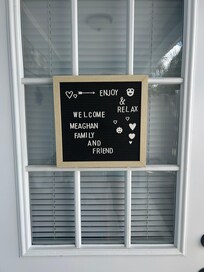 Our sweet welcome sign.