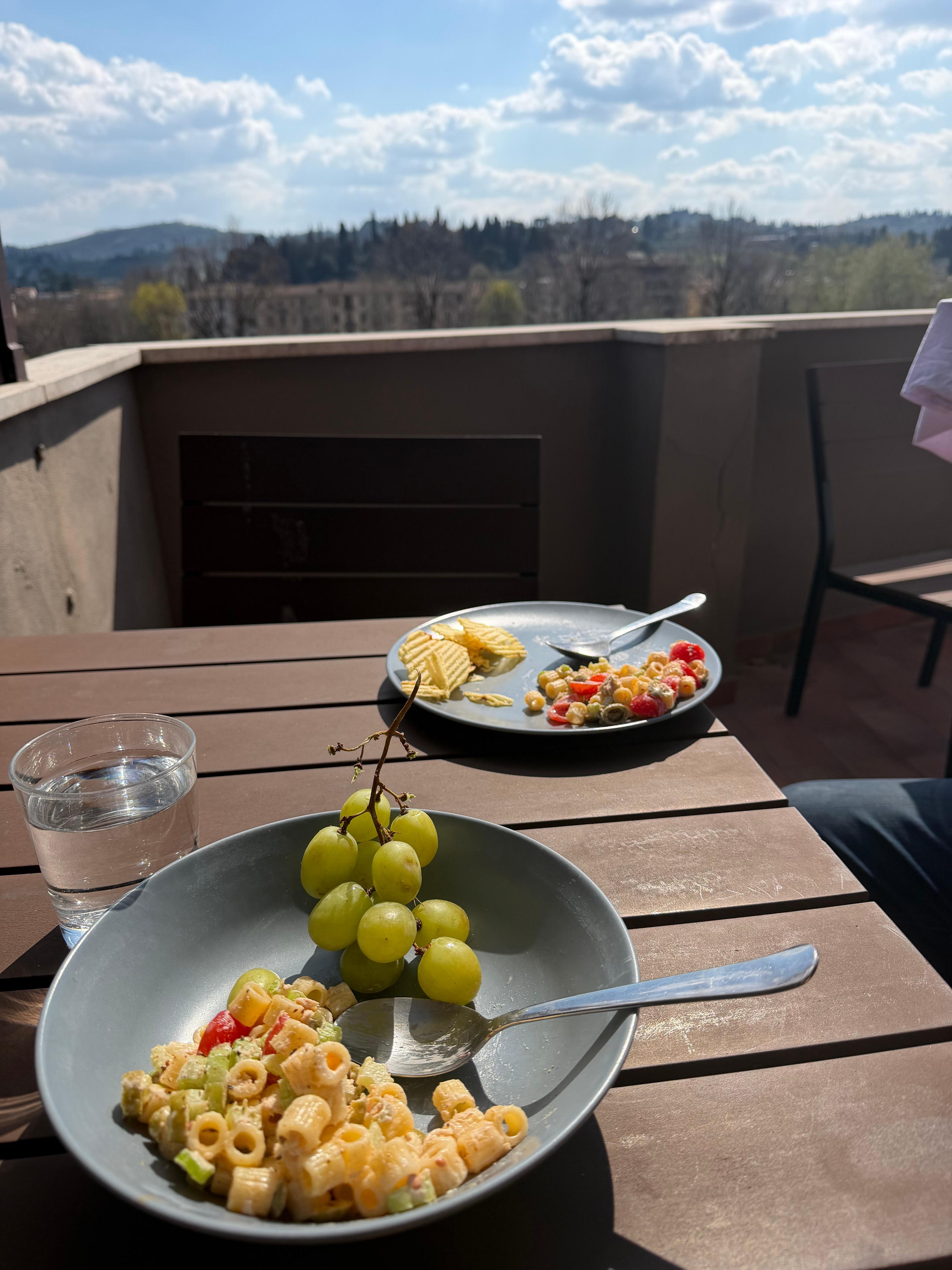 We appreciated the  well appointed kitchen so we could cook some of our meals and enjoy them on the balcony.