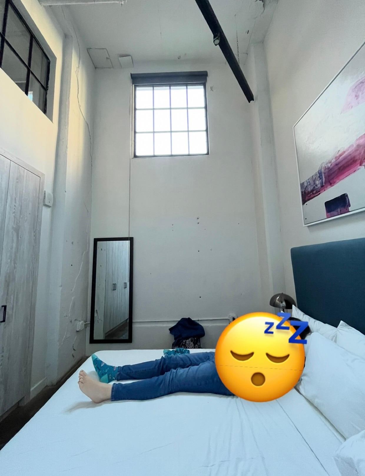 Very comfortable bed and tons of storage. no tv in bedroom