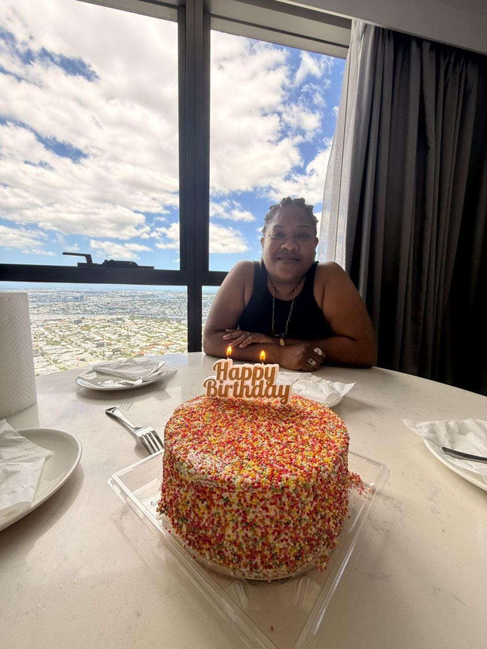 Birthday cake in the clouds