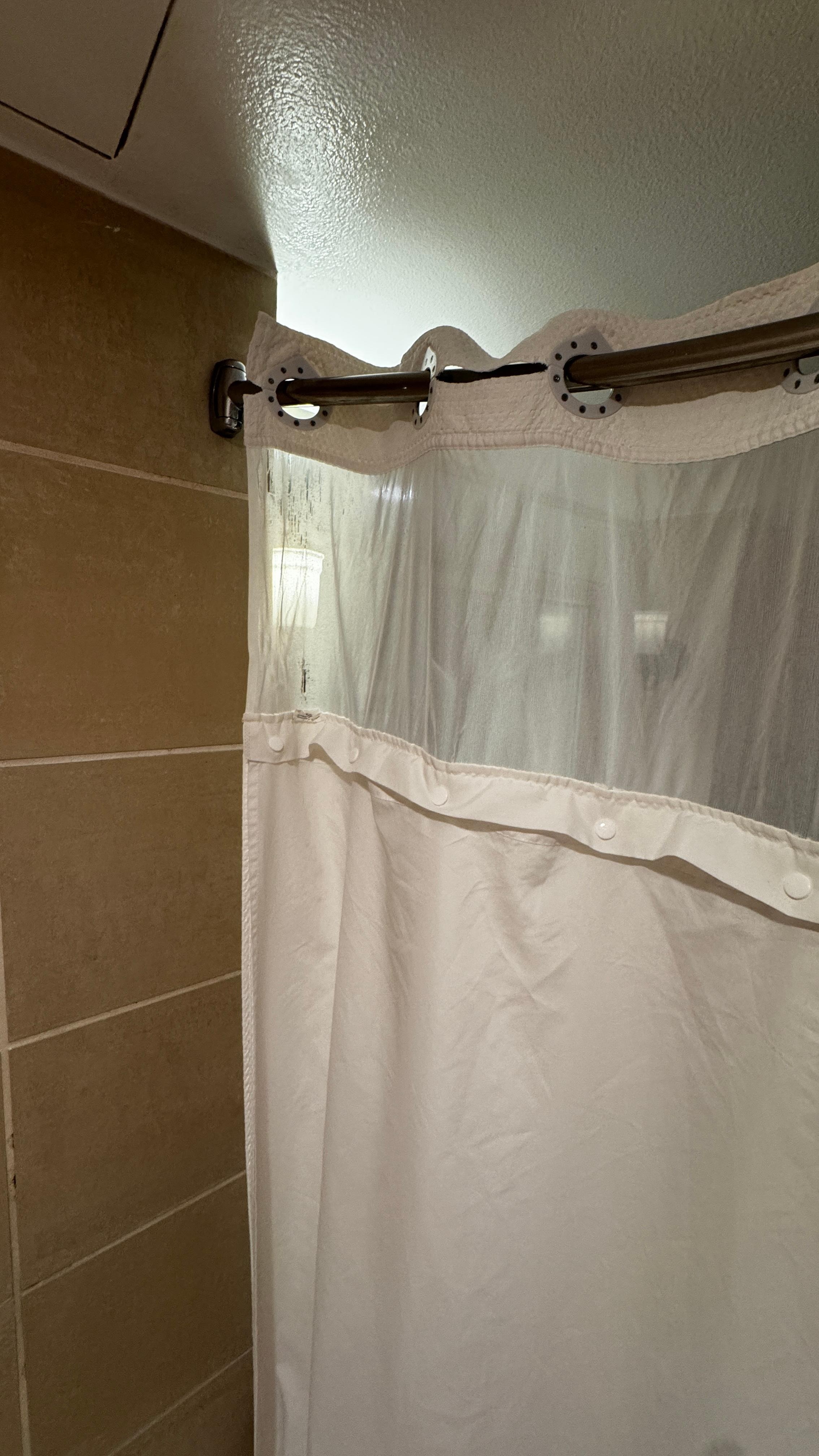 Ripped shower curtain