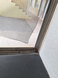 Ripped screen/broken window! No security for our room.