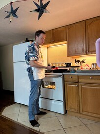 Kitchen had microwave and full supplies of coffee and spice rack. Also lots of plates utensils and a dishwasher.