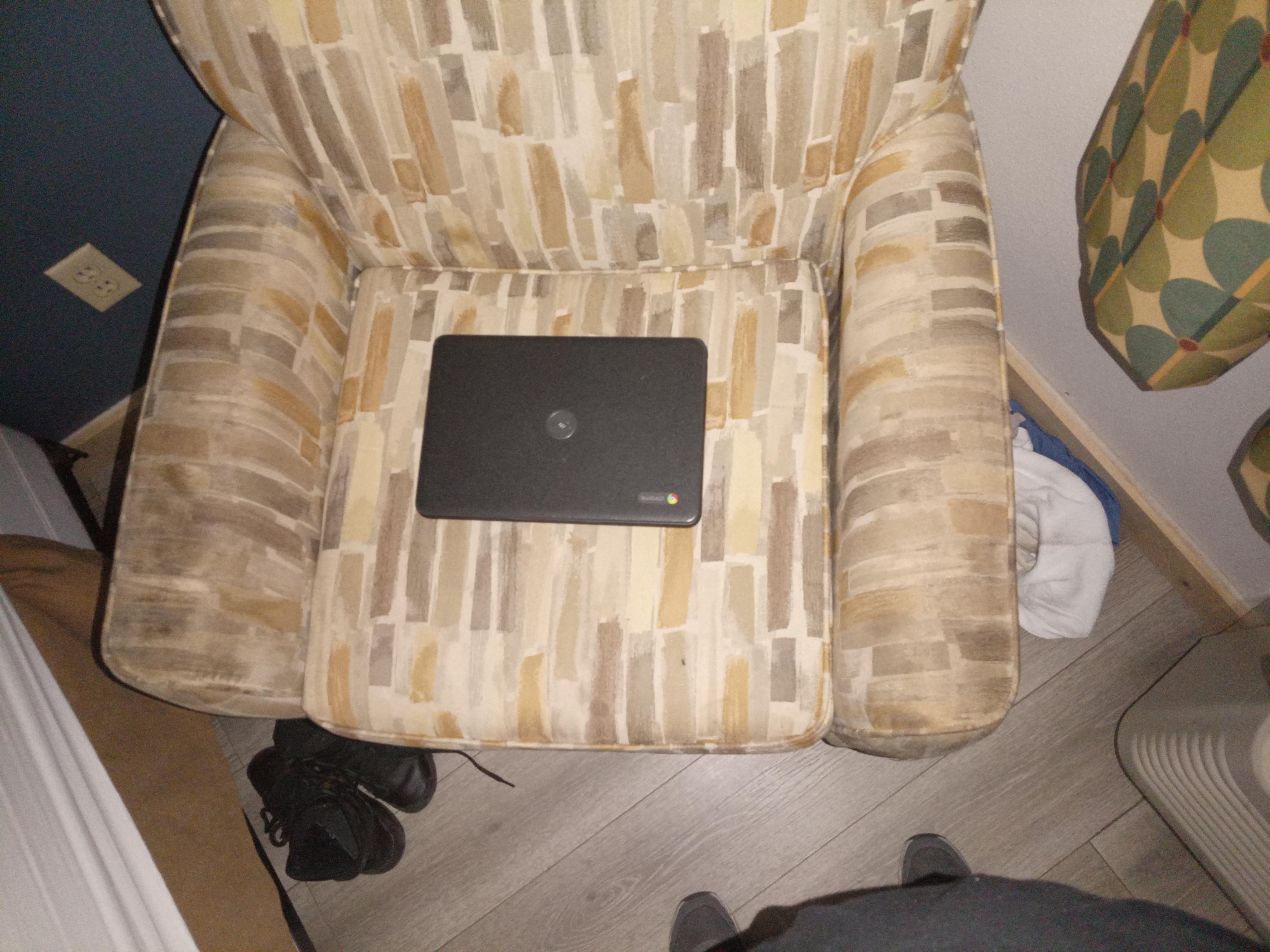 Here is the chair completely filthy. 