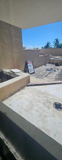 Actual view of exterior. Notice the great sign. "Construction Area Do Not Enter"