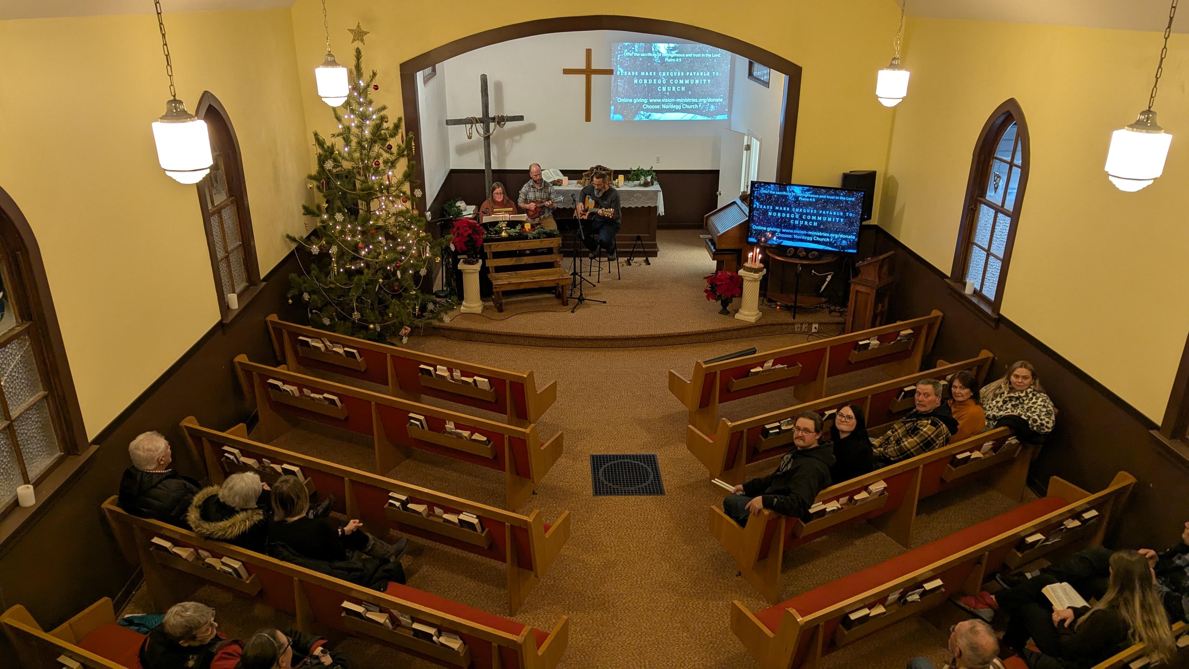 Nordegg church Christmas Eve