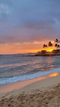 Sunset on the beach right behind the condos