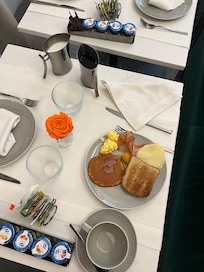 Breakfast was devine(sl much more selection then shown here!