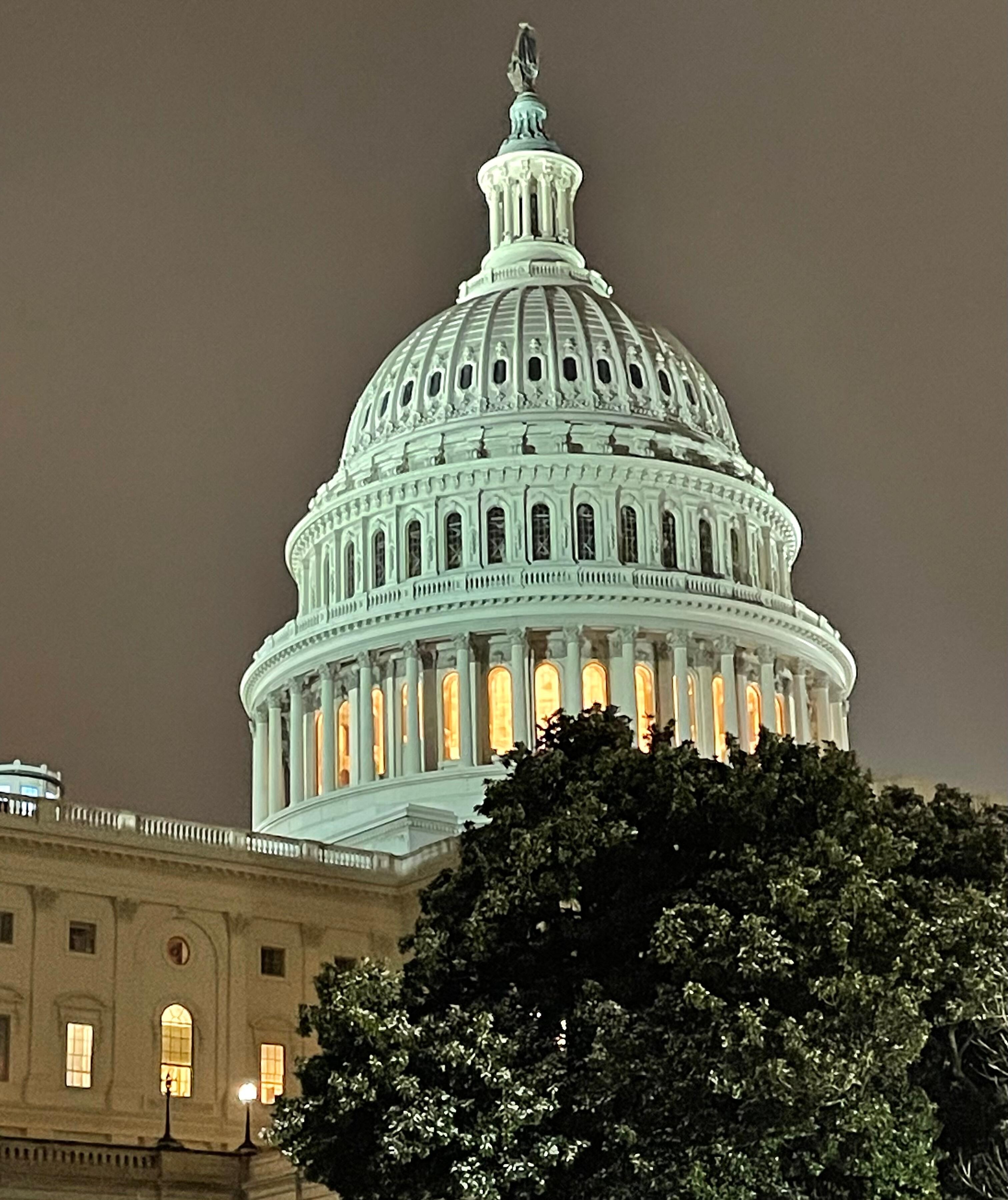 A nice walk to the Capitol after dinner & a long drive to DC from NY.